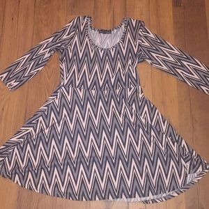 Pink and gray chevron dress